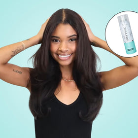 FoxyBae texture spray applied at roots to create instant lift