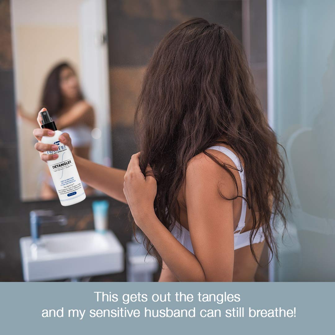 FRAGFRE application on damp hair reducing tangles for quick styling