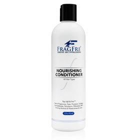 FRAGFRE front bottle shot showing 12 oz scent-free conditioner and clear labeling for sensitive skin