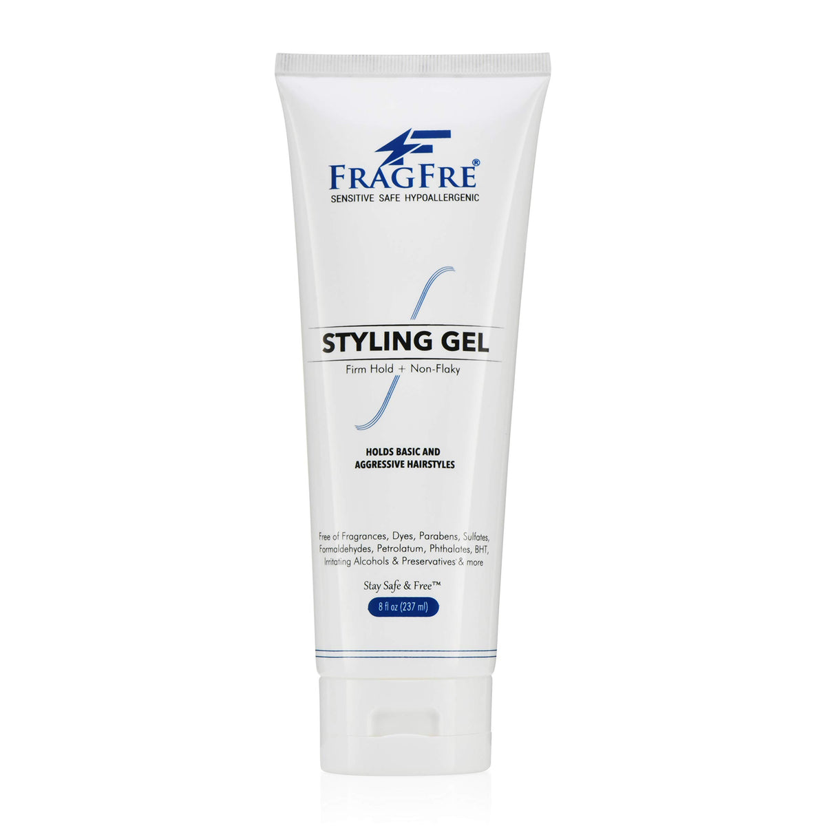 FRAGFRE front packaging showing 8 oz bottle and label, clear benefit of strong hold