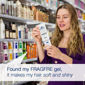 FRAGFRE gel applied on hair demonstrates flexible hold and styling
