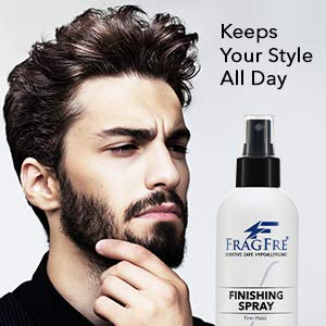 Model using FRAGFRE while styling hair for long-lasting hold