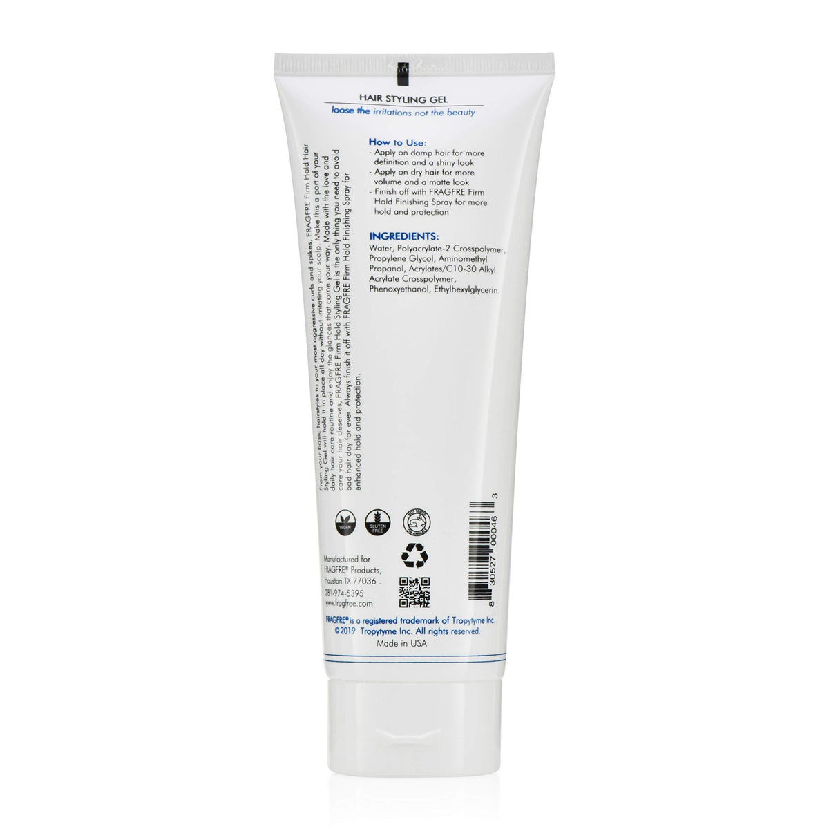 FRAGFRE ingredient badge on label, highlights fragrance-free hypoallergenic benefit