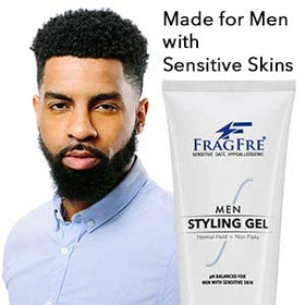 FRAGFRE applied to model side-part hairstyle demonstrating natural hold benefit