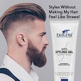 FRAGFRE gel on towel-dried hair showing added texture and volume benefit