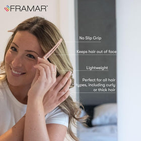 FRAMAR silicone-lined jaw close-up protecting hair from creases and dents