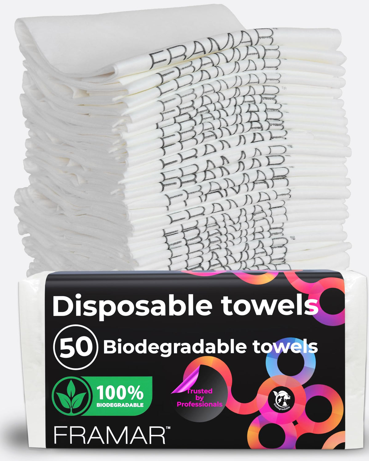 FRAMAR front pack view showing biodegradable salon towel convenience