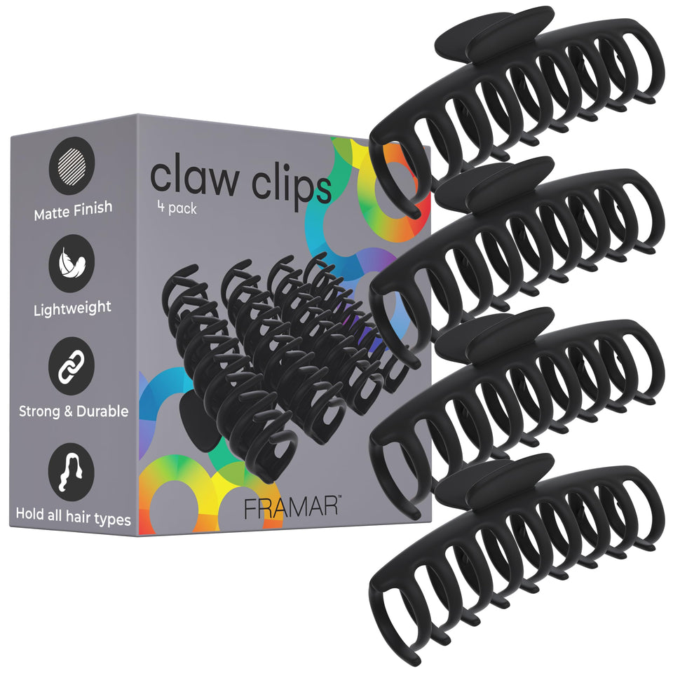 FRAMAR front view of large claw clip showing secure grip and sleek matte finish