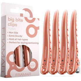 FRAMAR front view of rose gold clips showing professional finish and secure hold
