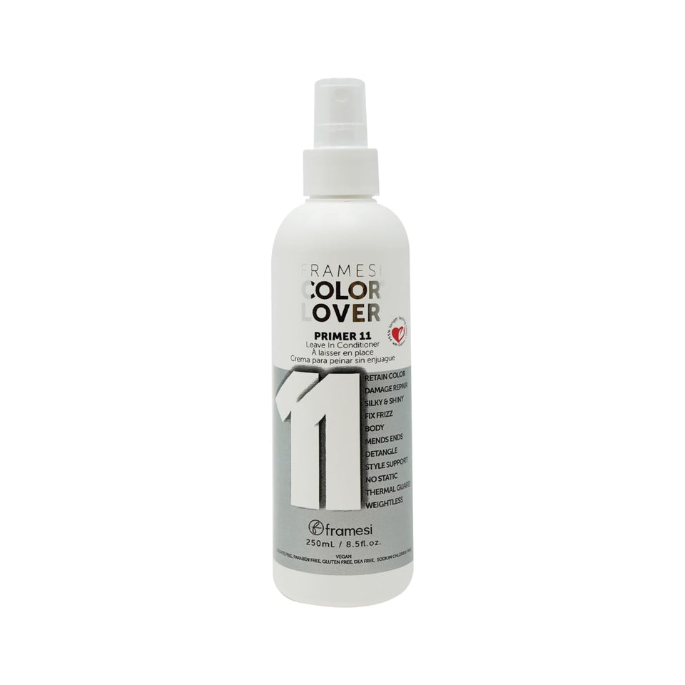 Framesi bottle front view showing label and size with clear color-protection benefit