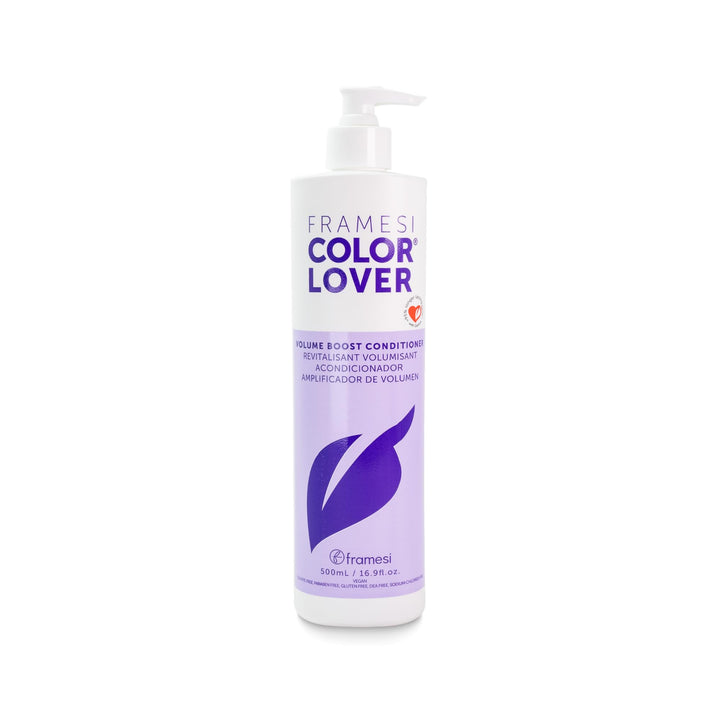 Framesi front label showing volumizing conditioner and color protection benefits