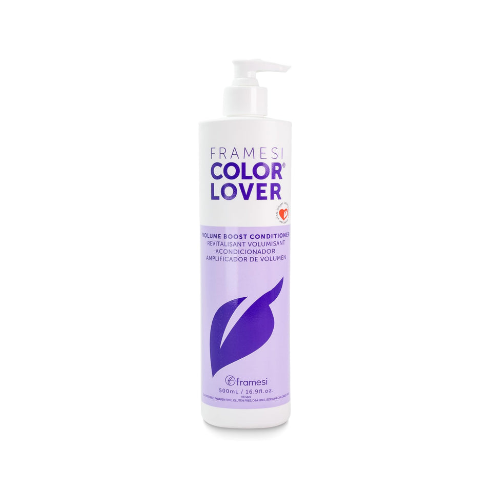 Framesi front label showing volumizing conditioner and color protection benefits