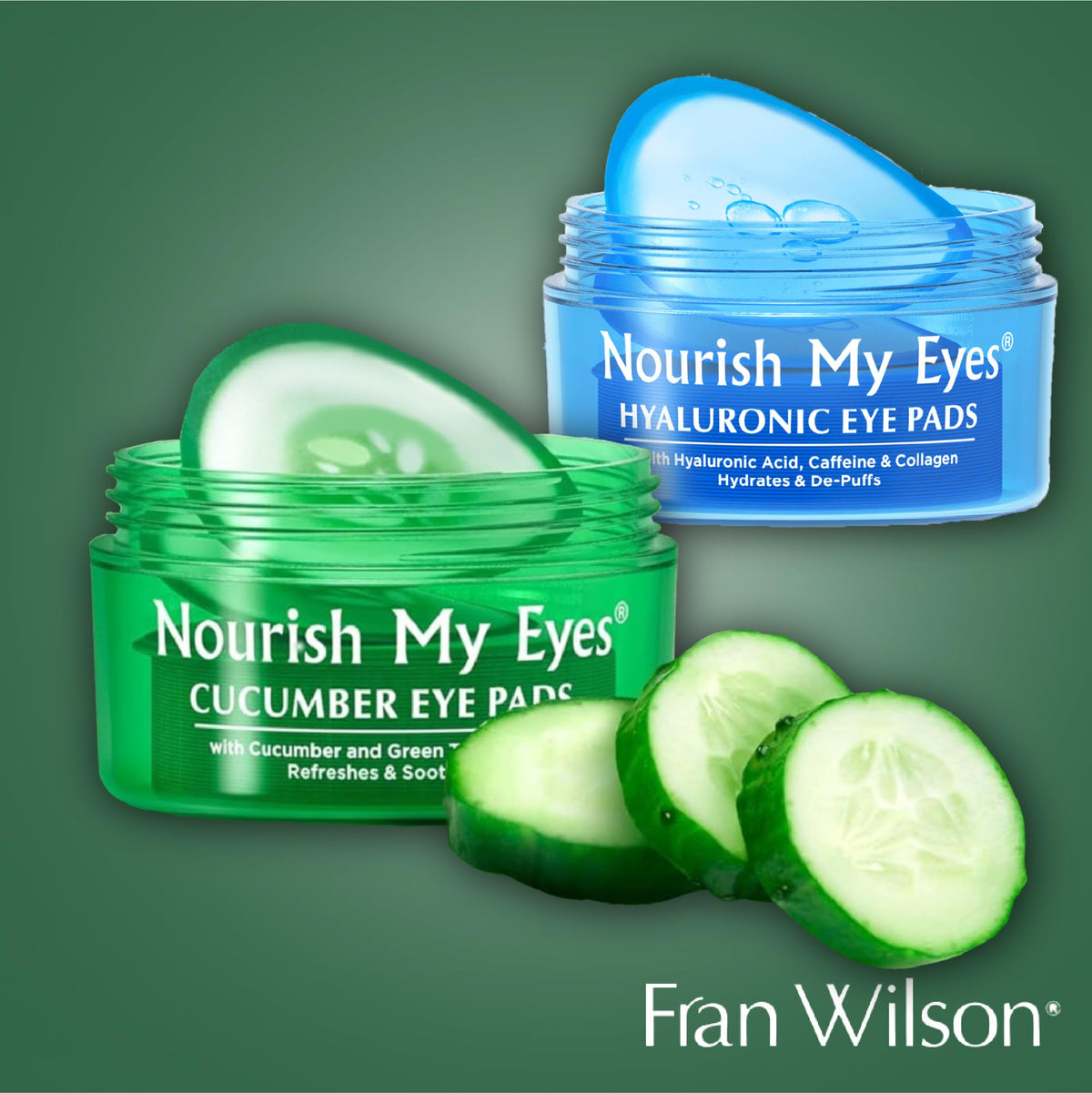 Fran Wilson ingredients label closeup highlighting cucumber and green tea