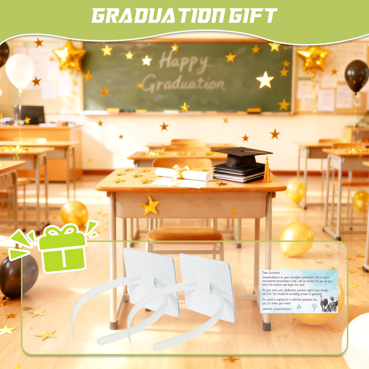 Franimo headband pictured in graduation photo setting for confidence