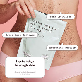 frank body scoop of scrub in hand demonstrating easy application