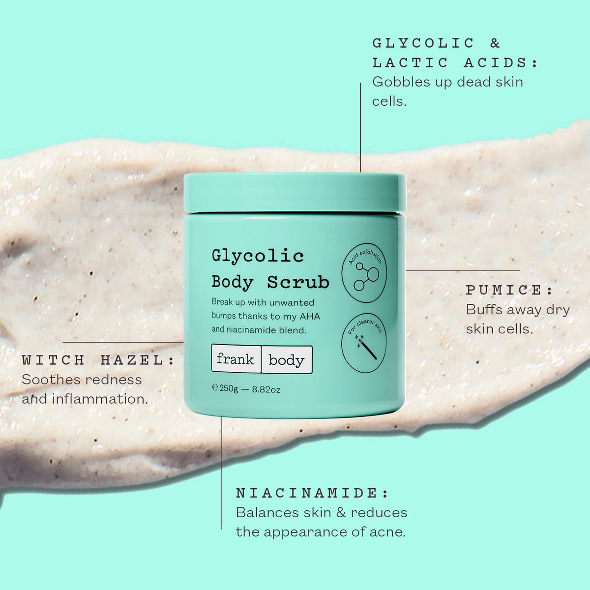 frank body close-up of pumice texture demonstrating effective exfoliation