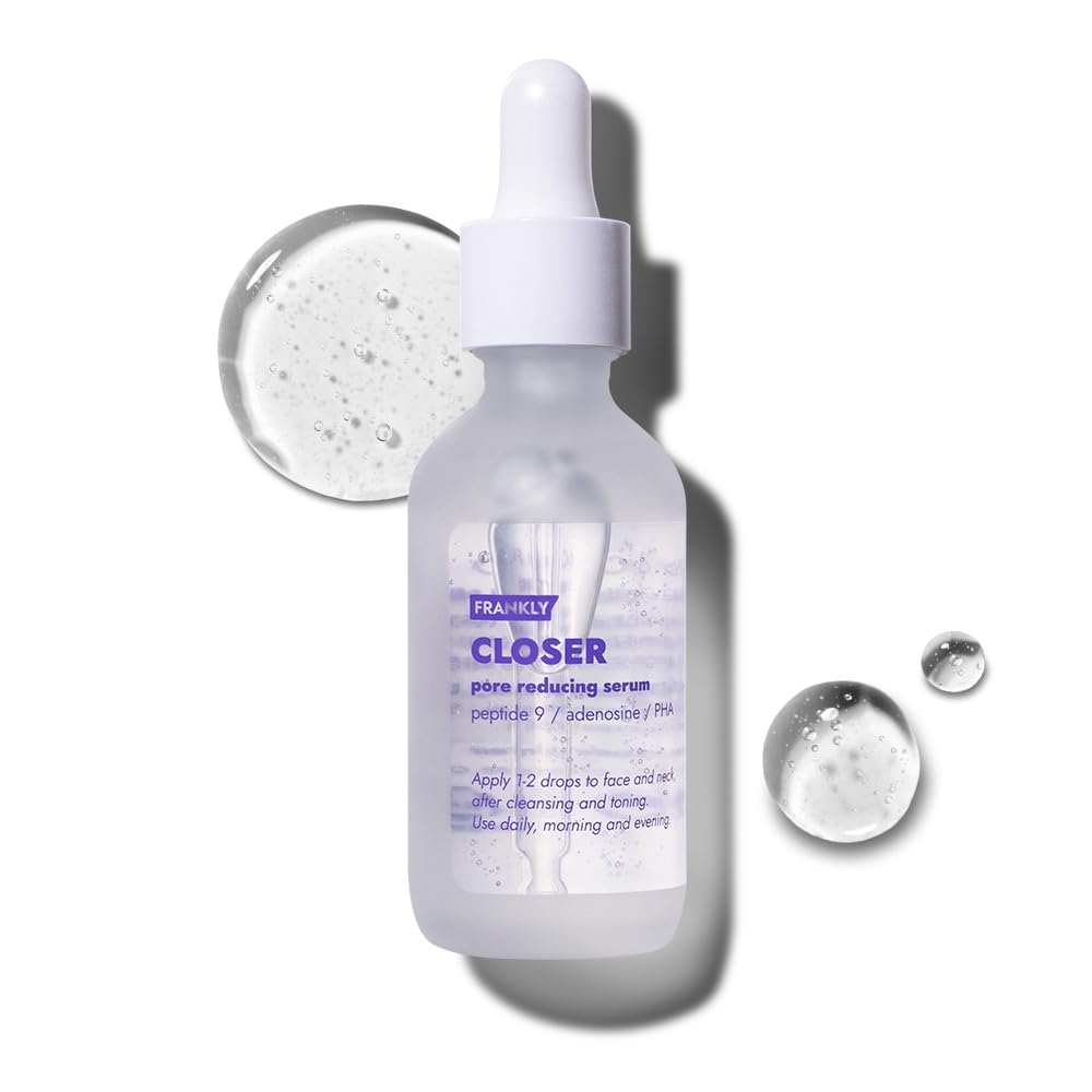 FRANKLY Closer Serum front packaging showing bottle and label benefit