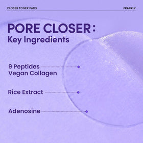 FRANKLY pad saturated with serum showing peptide-rich formula for hydrating benefit