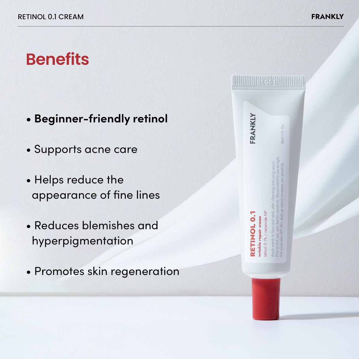 FRANKLY ingredient label photo emphasizing ceramides and ginseng benefits