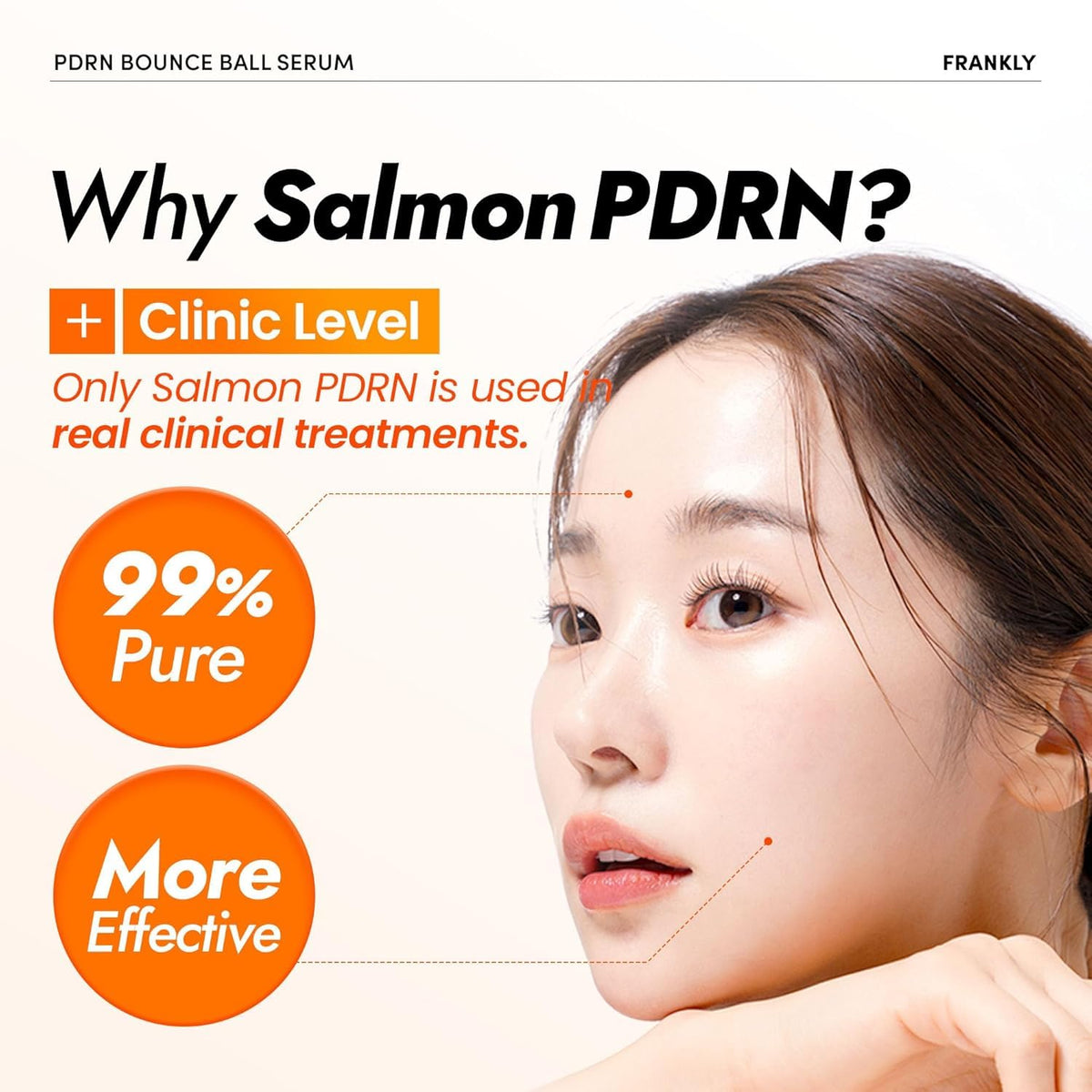 FRANKLY ingredient label highlighting salmon PDRN and niacinamide for targeted repair