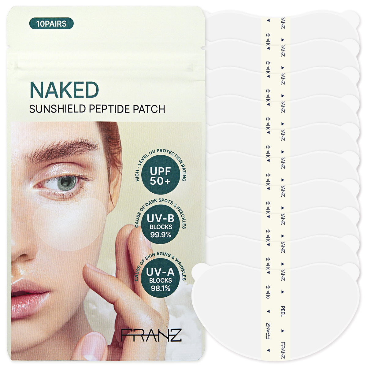 FRANZ front pouch showing 10 pairs and convenient resealable pack benefit