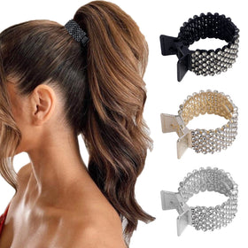 FRDTLUTHW front view of three rhinestone clips shows stylish portable set