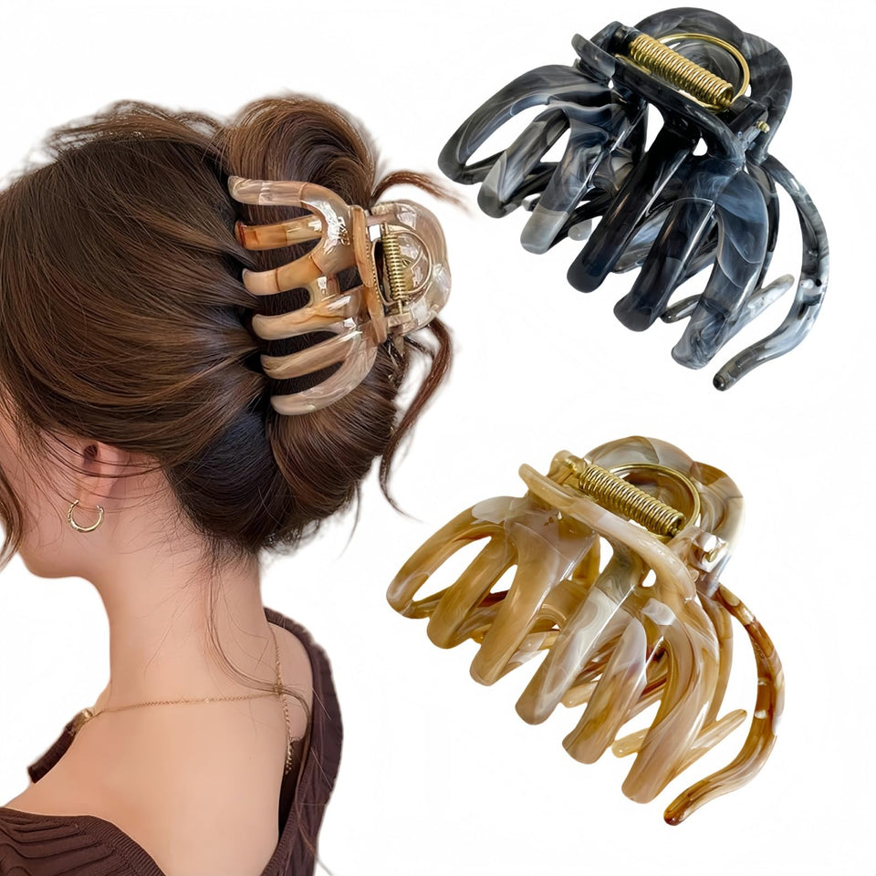 FRDTLUTHW front view tortoise shell jumbo clip showing design and hold