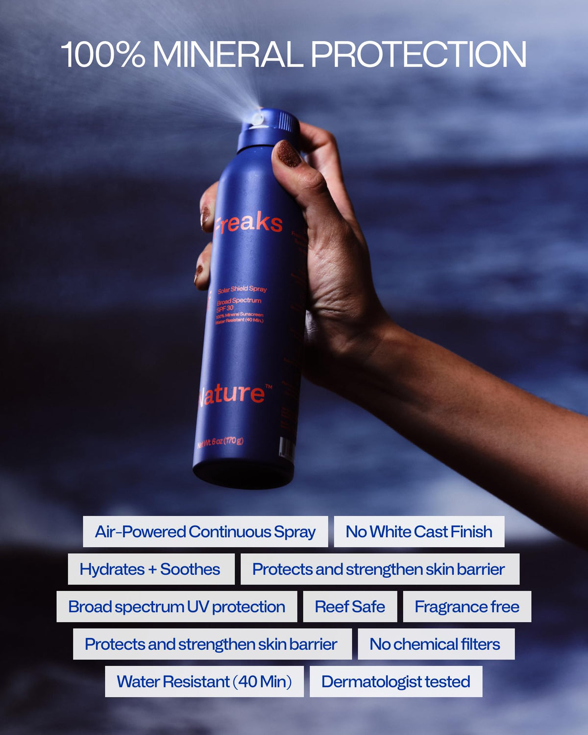 Freaks of Nature spray nozzle close-up demonstrating easy 360 application