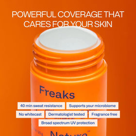 Freaks of Nature sun stick open with product tip visible for quick application