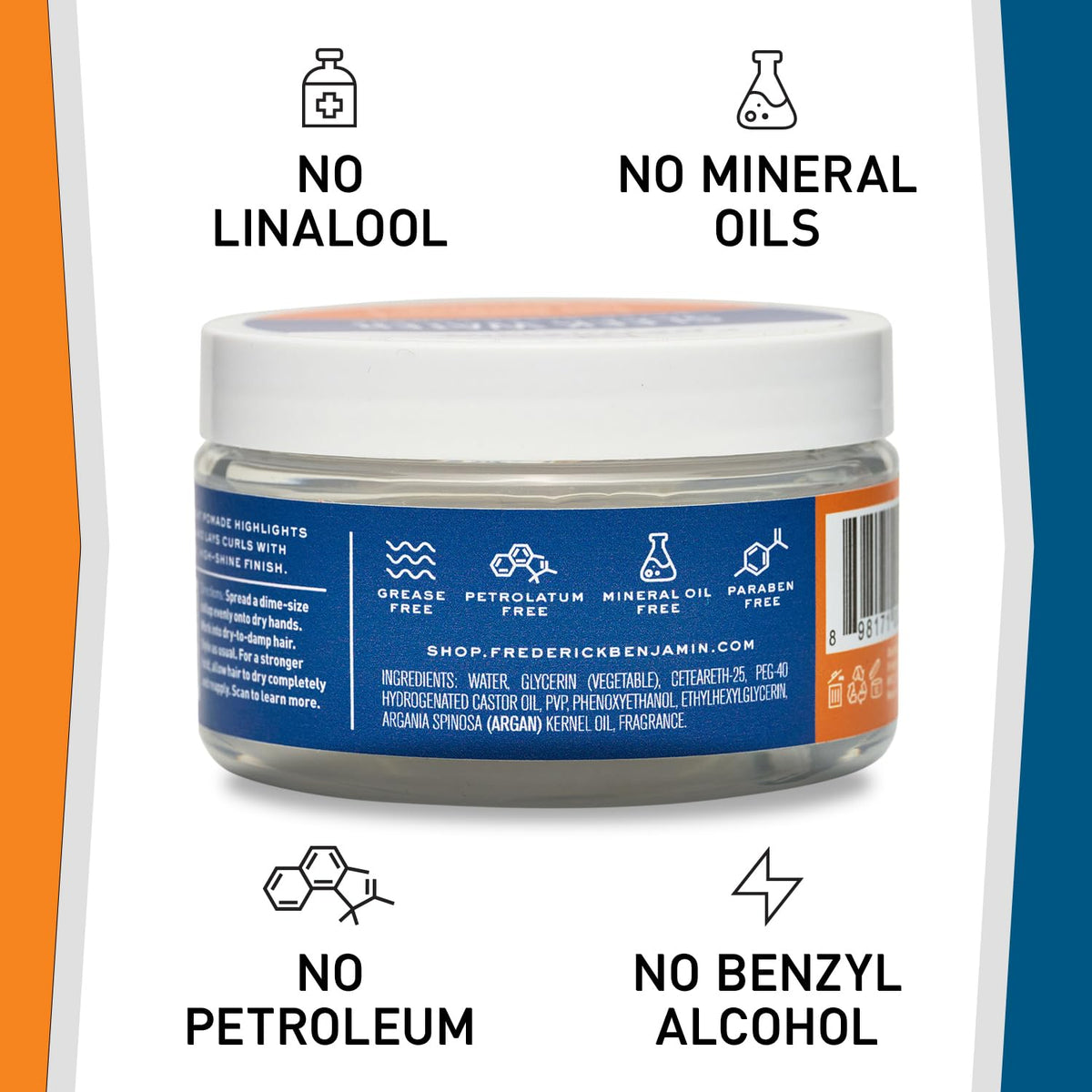 Frederick Benjamin pomade creating textured, defined hair showing natural movement benefit