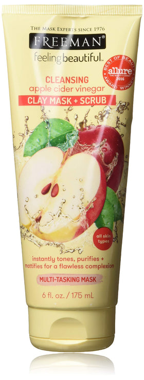Freeman apple cider vinegar clay mask tube front view showing product branding and size