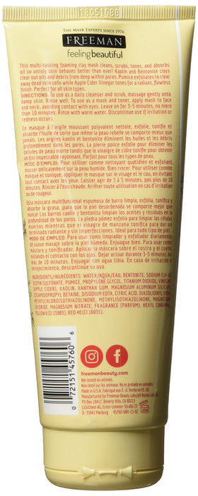 Freeman clay mask texture close-up displaying pumice exfoliant and creamy foaming blend