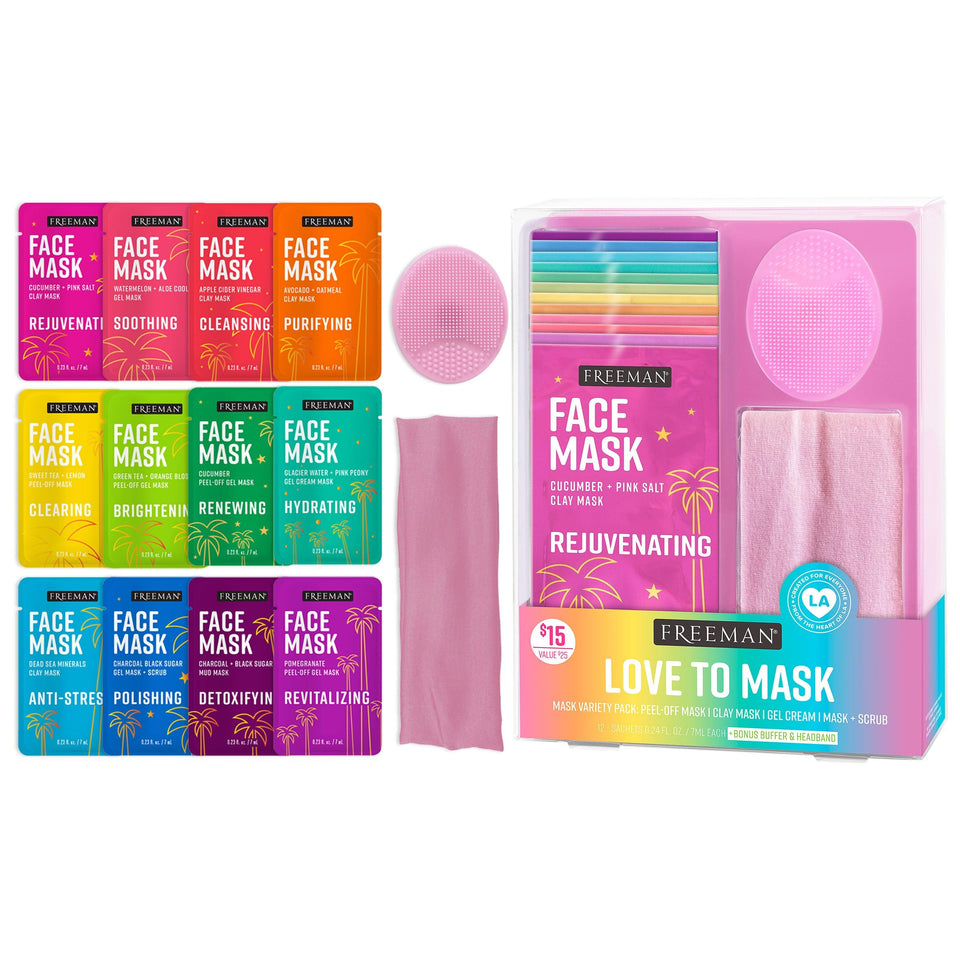 Freeman front packaging of Love to Mask set showing contents and benefits