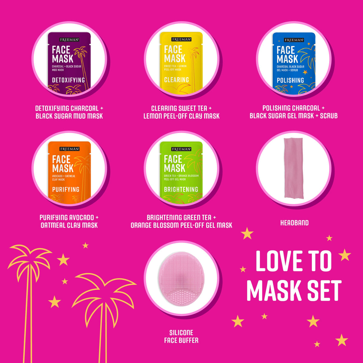 Freeman silicone facial buffer and headband ready to prep skin neatly