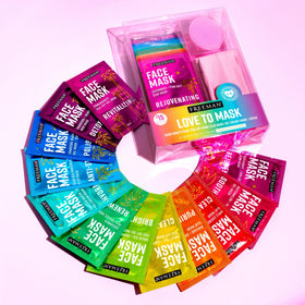 Freeman travel pouch packed with mask sachets for on-the-go skin care