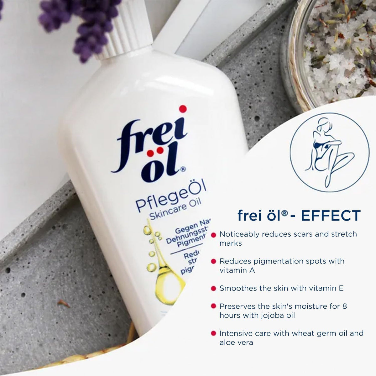 frei öl oil pouring from bottle showing lightweight texture and fast absorption benefit