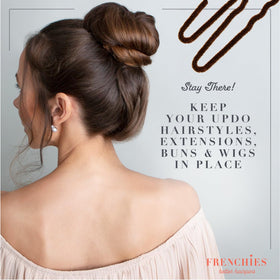 Frenchies pins blending into brunette hair for invisible support