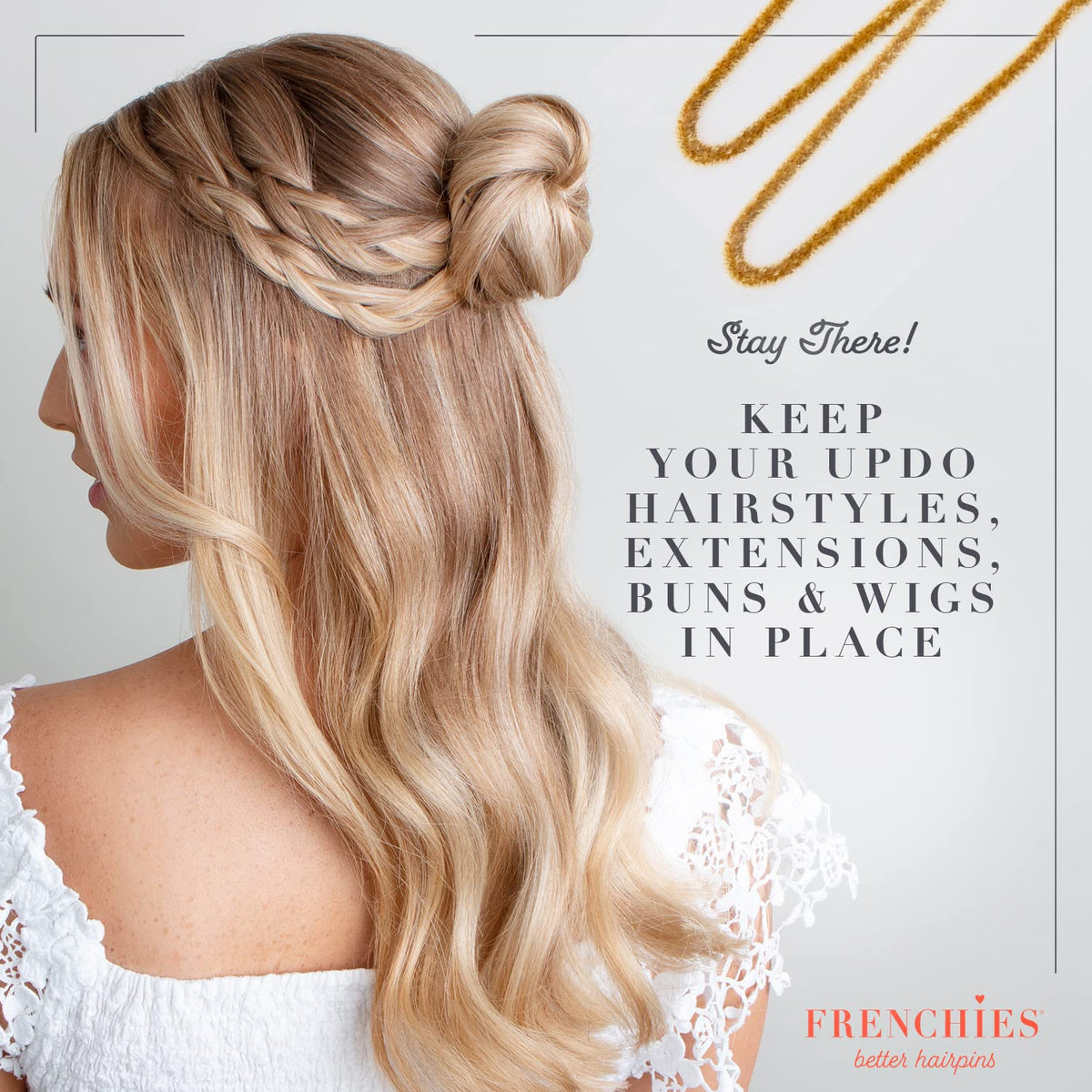 Frenchies blended into blonde hair showing near-invisible look benefit