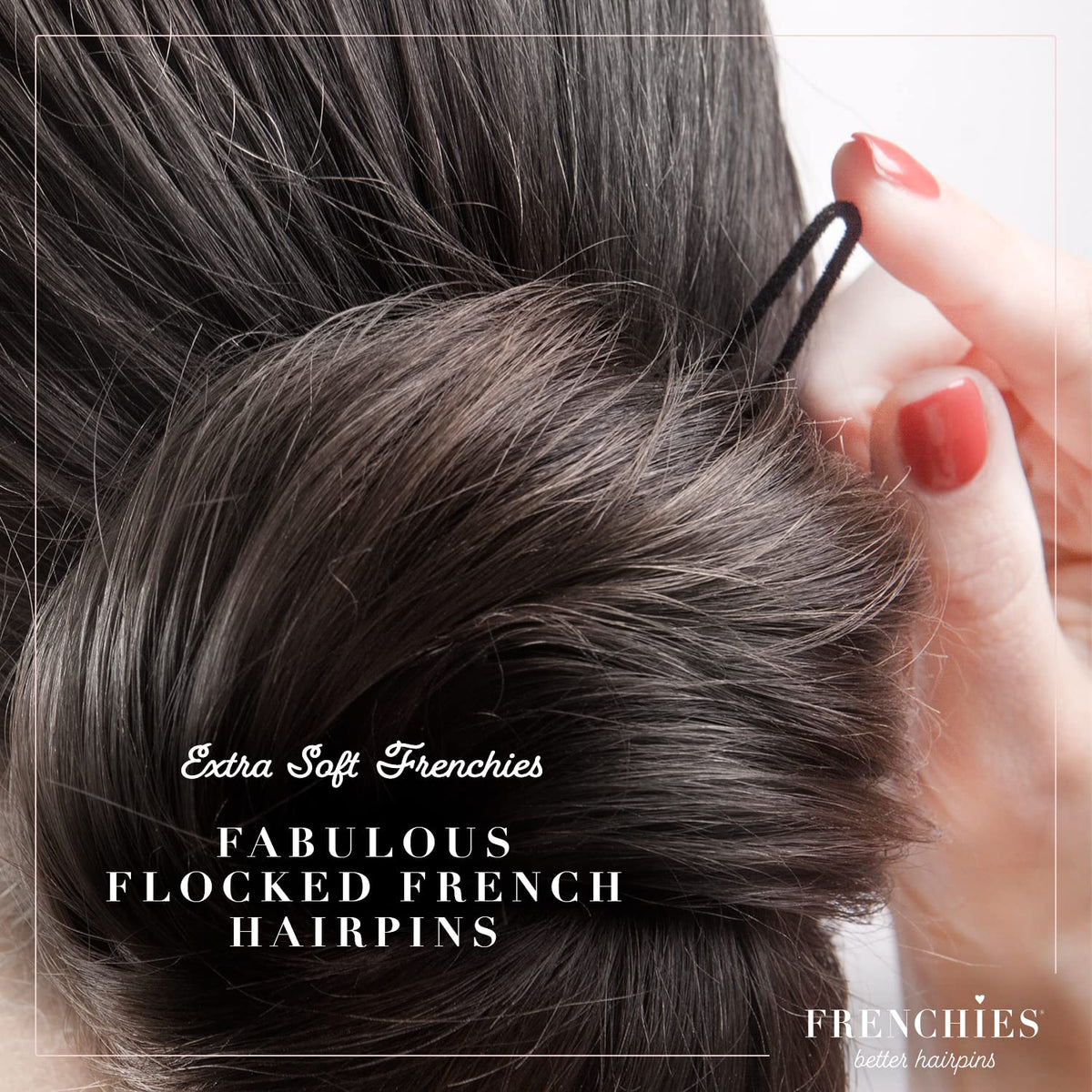 Frenchies pins securing bun in use demonstrating strong hold