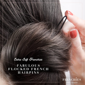 Frenchies pins securing bun in use demonstrating strong hold