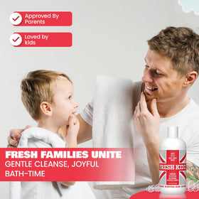 Fresh Kidz ingredient highlight display showing aluminum-free, baking soda-free benefits