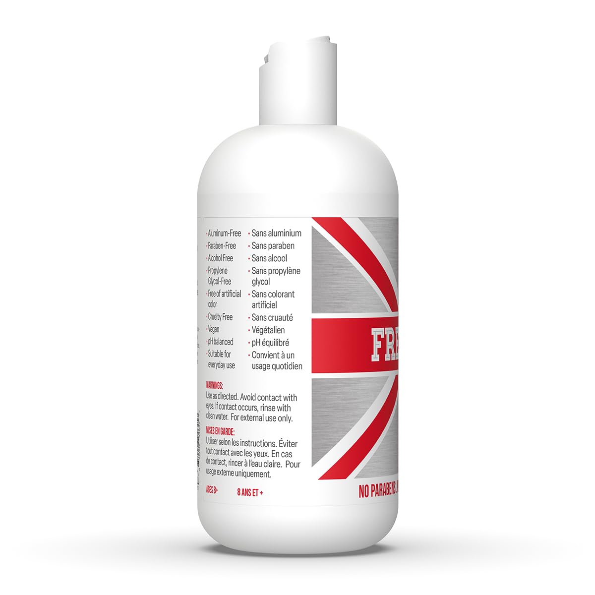 Fresh Kidz label detail with ingredient icons showing cruelty-free and vegan benefits