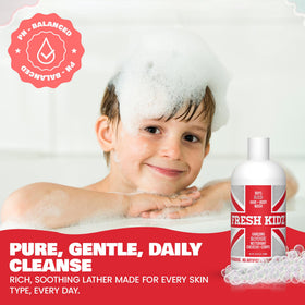 Fresh Kidz in-shower use with teen rinsing, showing convenience and fast rinse