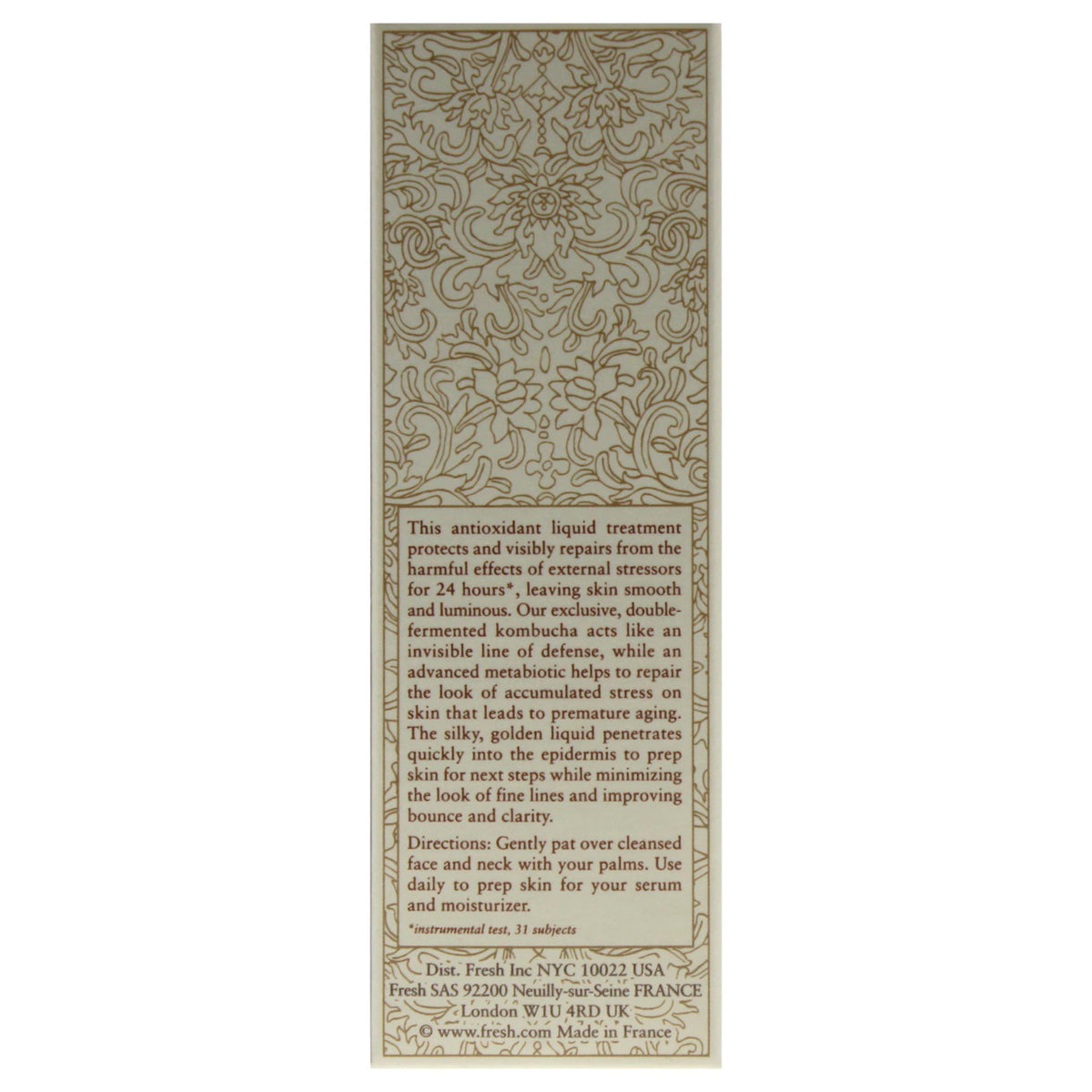 Fresh kombucha essence open cap drop showing easy dispensing and precise application