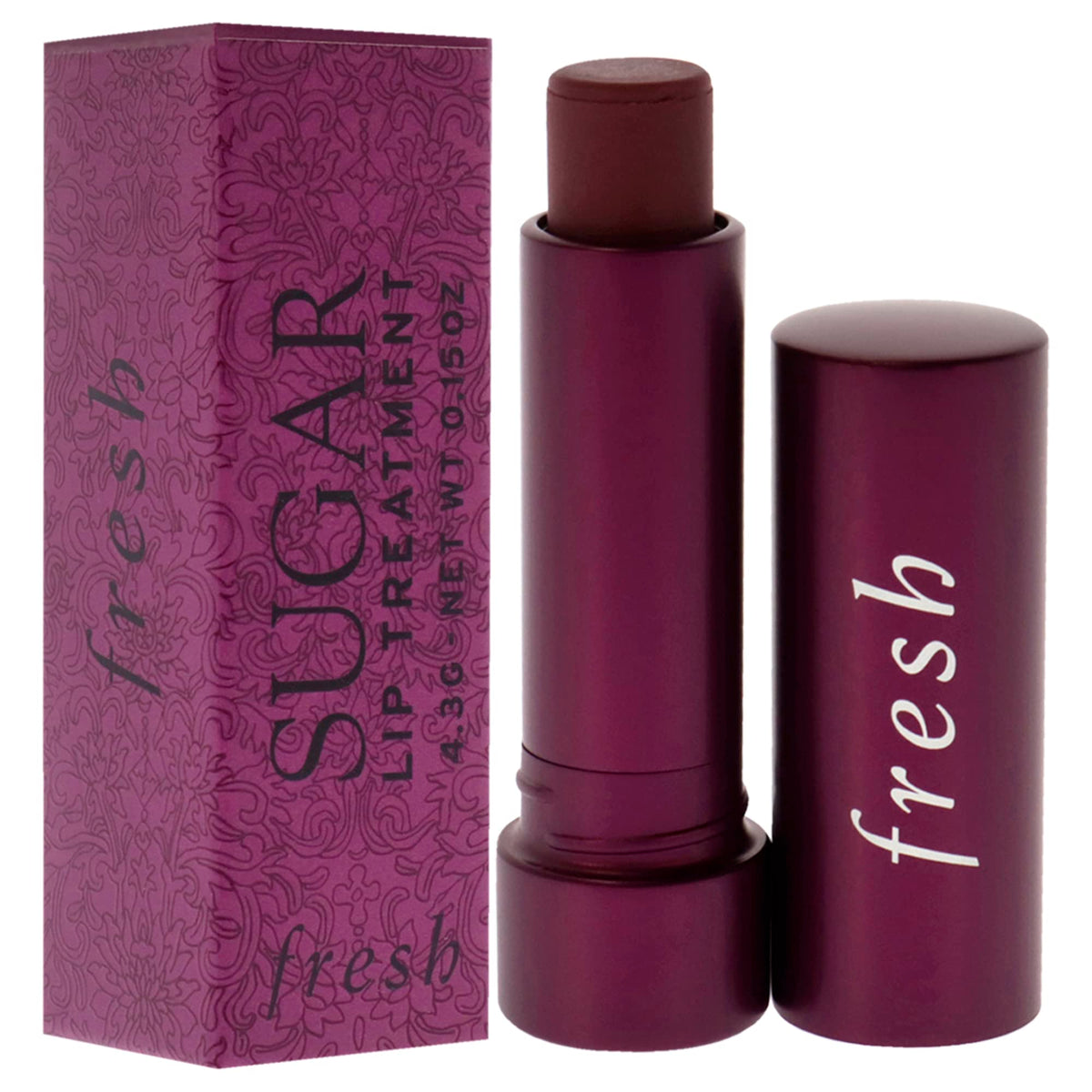 Fresh lip balm applied on lips illustrating sheer berry color and softening effect