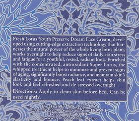 Fresh Lotus packaging and ingredient list view illustrating botanical formulation