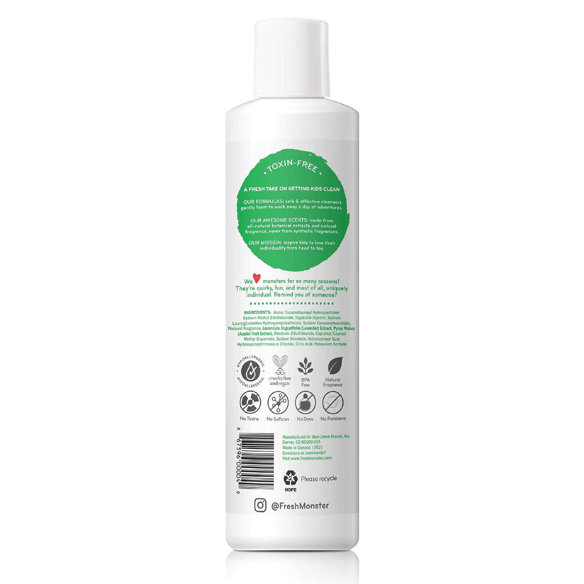 Fresh Monster bottle easy-grip closeup for kids encourages independent bathing
