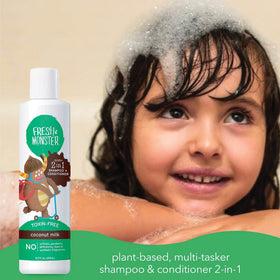 Fresh Monster bottle held by child highlighting ergonomic design and independence benefit