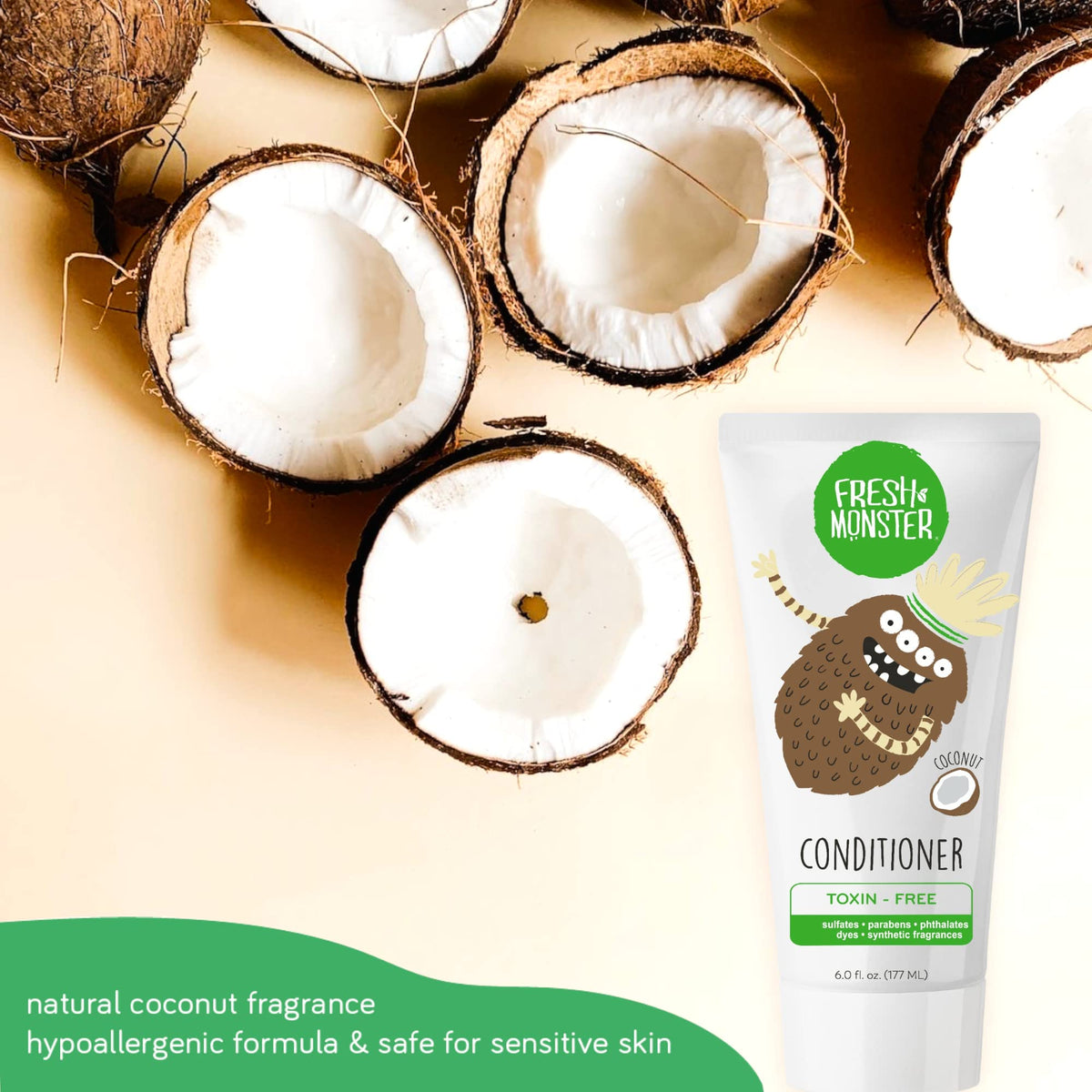 Fresh Monster visual of shea butter and coconut representing moisturizing natural-ingredient benefit
