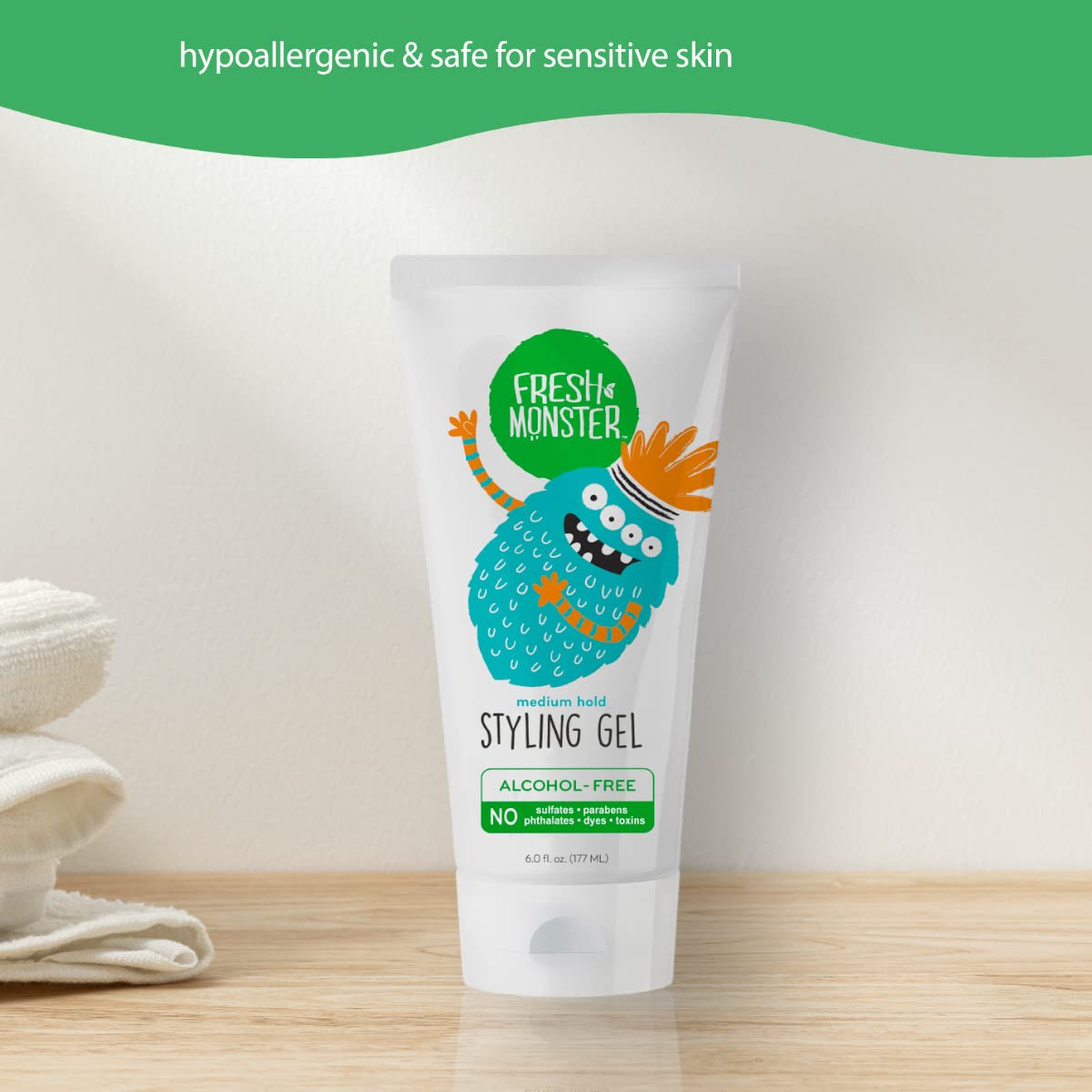 Fresh Monster lifestyle bathroom morning routine showing quick easy styling benefit